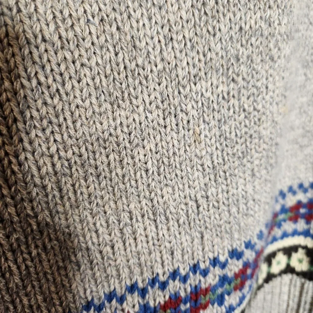 Vintage Polo Ralph Lauren Mens LS Sweater Beige Snowflake Nordic Cotton Knit  XL